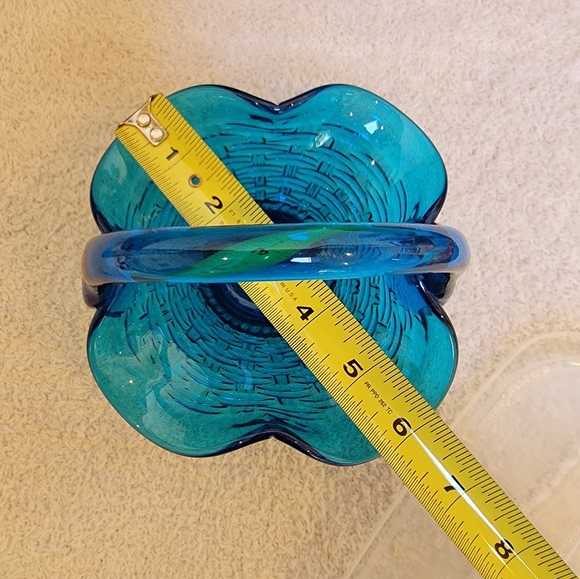 Fenton Glass Blue Basket - Picture 3 of 4